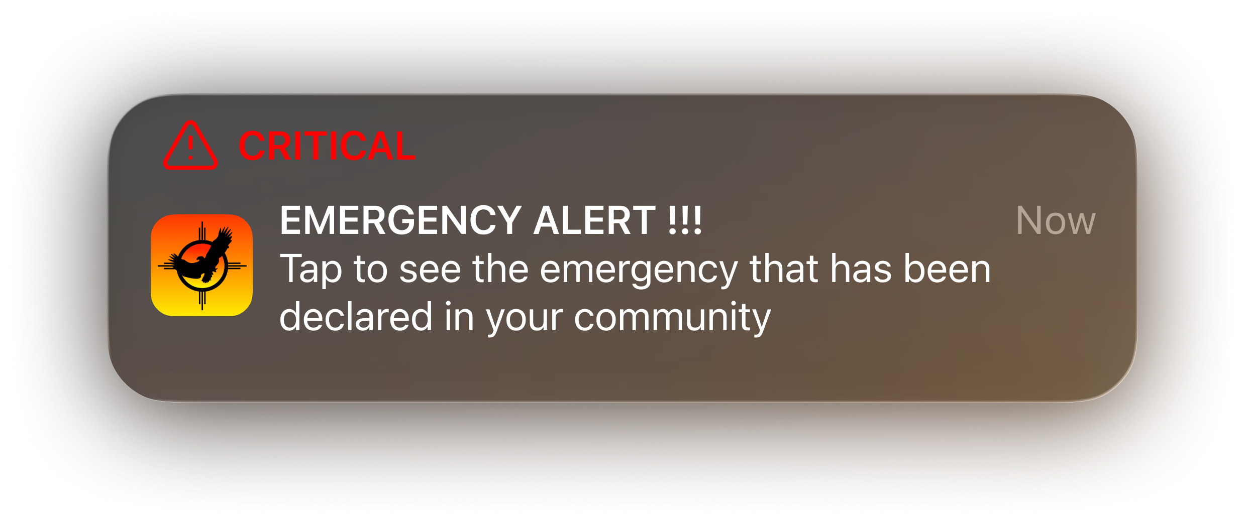 Critical emergency alert notification on a phone lock screen