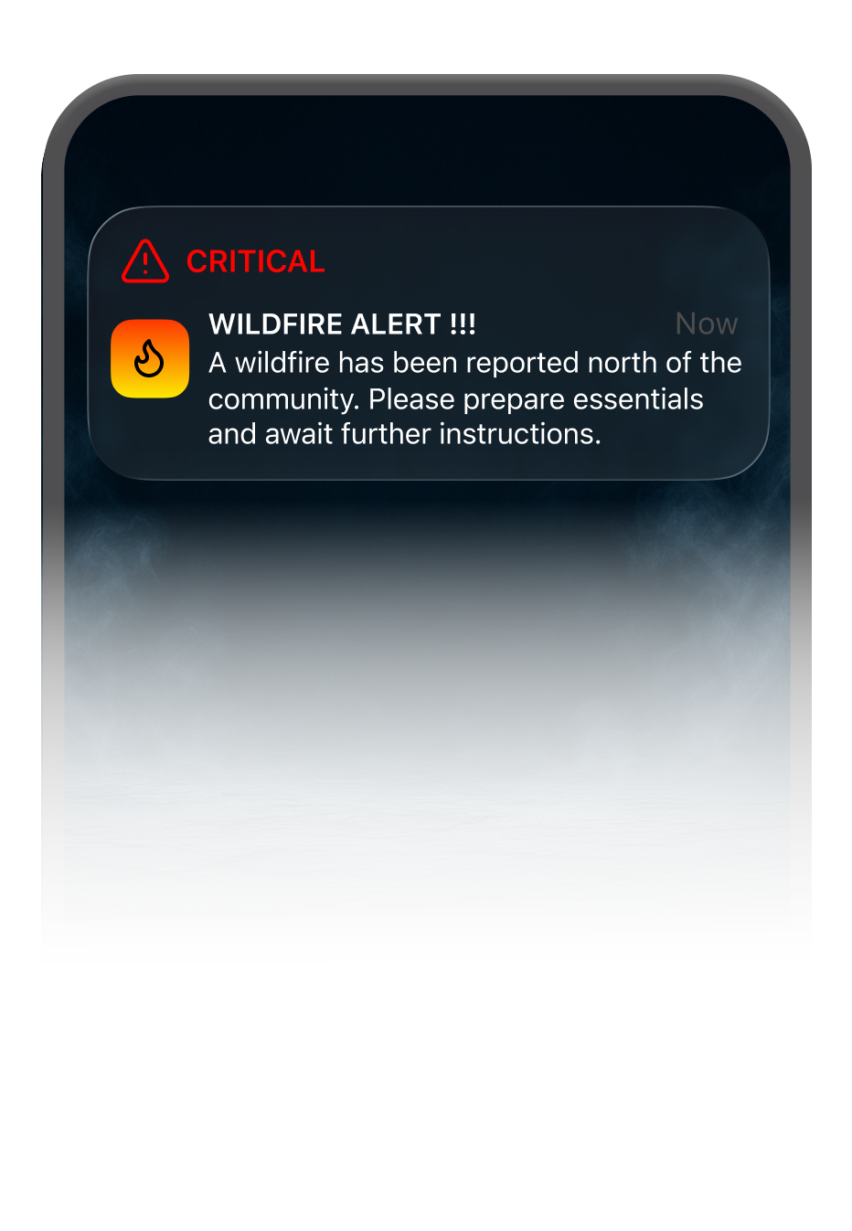 Critical emergency alert on a phone lock screen